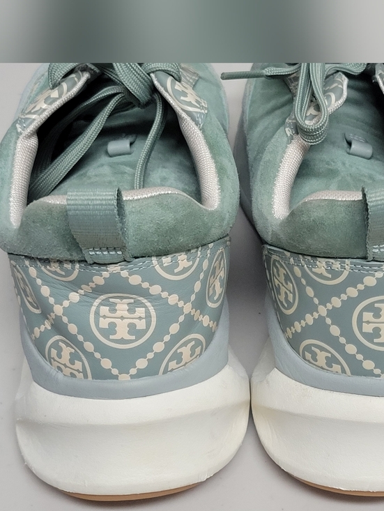 Tory Burch T Monogram Good Luck sneakers for Women - Blue in  Tory Burch T Monogram Good Luck Blue Celadon Trainer Suede Sneakers Size 12M